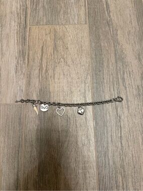 D&G Silver Charm Bracelet with Heart and Tooth Charms